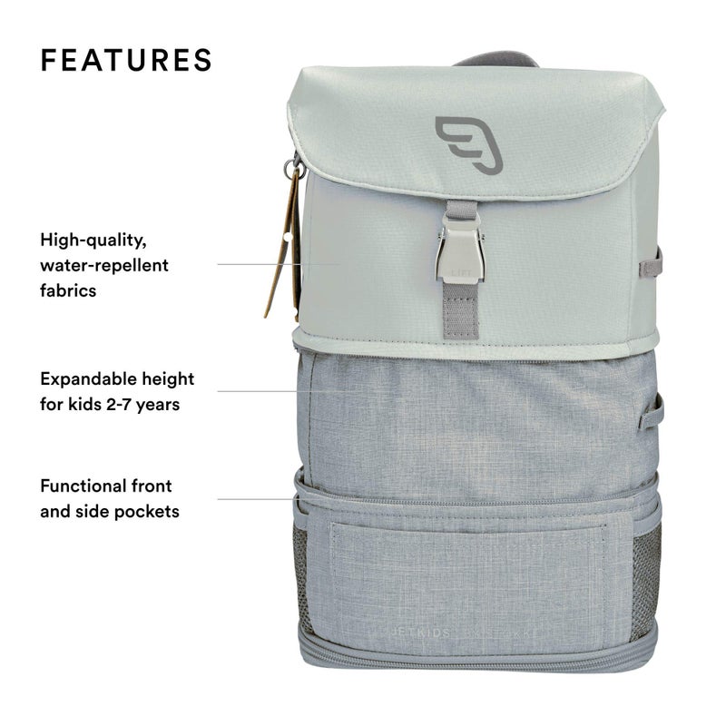 Stokke JetKids BackPack, Green Aurora - Expandable Design for Kids 2-7 Years Old - Easy-to-Clean, Water Repellent Fabric - Includes Pull-Out Seat Pad, Name Tag & Detachable Captain Stripes - Image 2